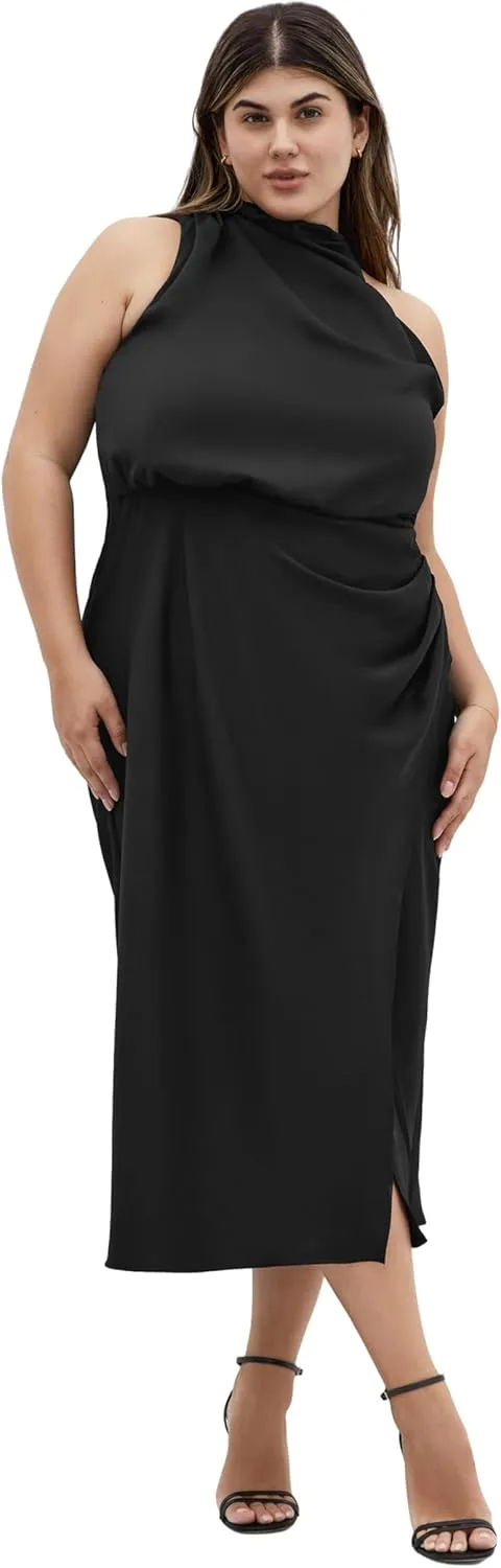 City Chic Women's Plus Size Dress-Limelight Halter Midi