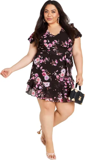 City Chic Women's Plus Size Romantic Print Dress