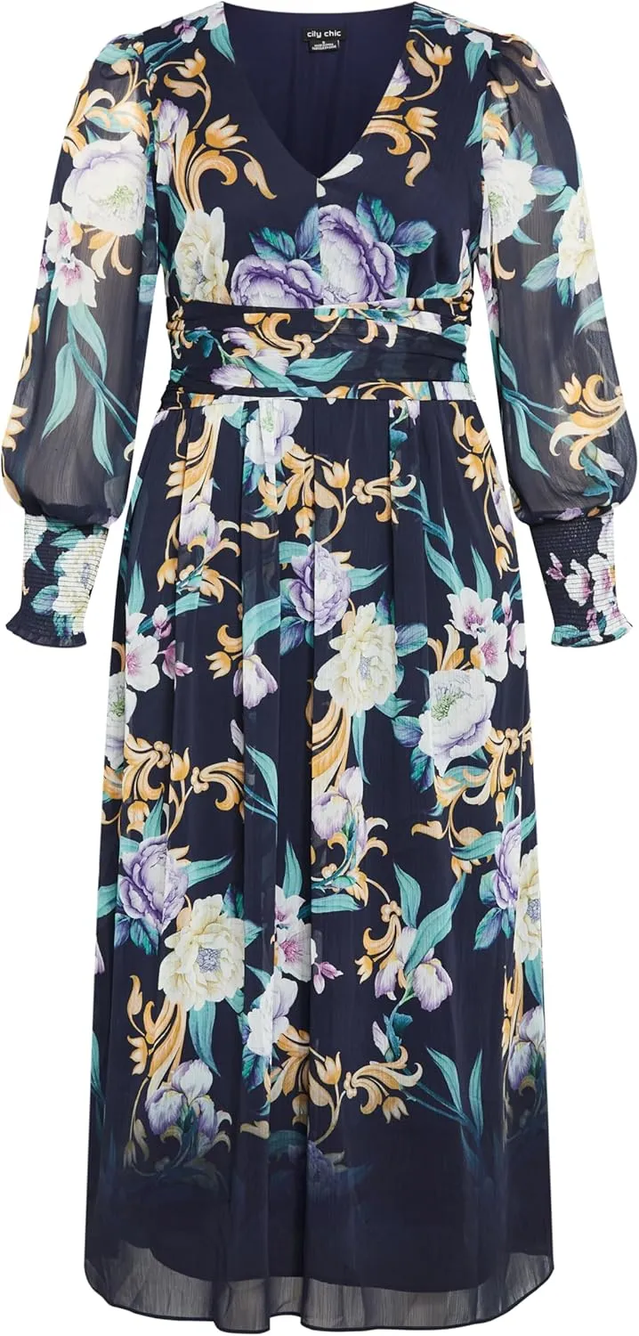 City Chic Women's Plus Size Selena Print Maxi Dress