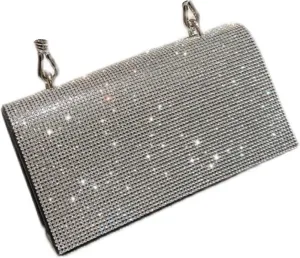 Clutch Purses for Women Elegant Small Handbag for Women Shiny Crystal Evening Purse with Diamond Ring Handle