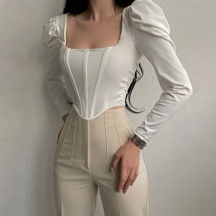 Coffee Elegant Corset Top