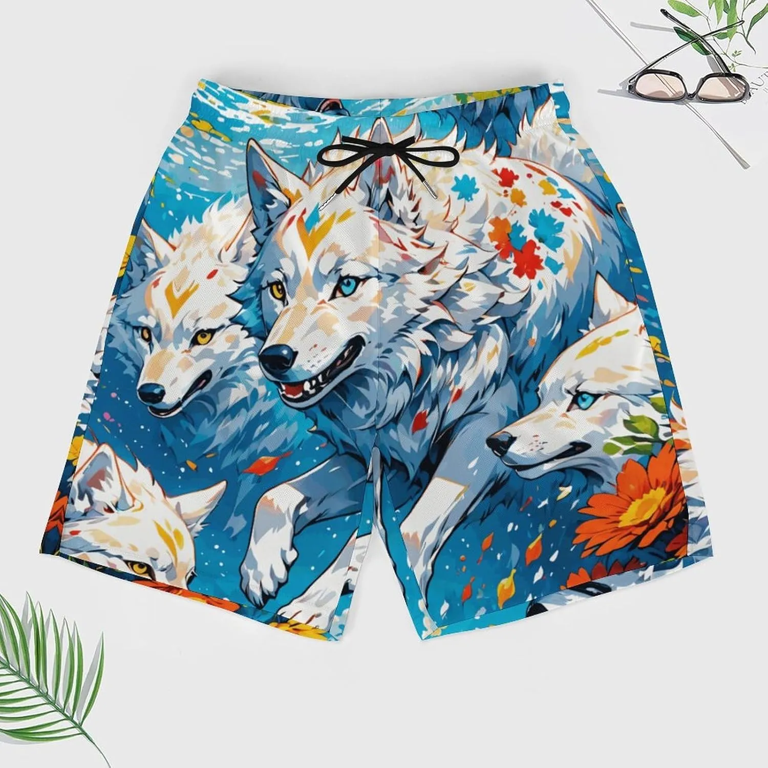 Colorful-eagle Mens Swimming Trunks Board Shorts Beach Shorts with Pockets Bathing Suits