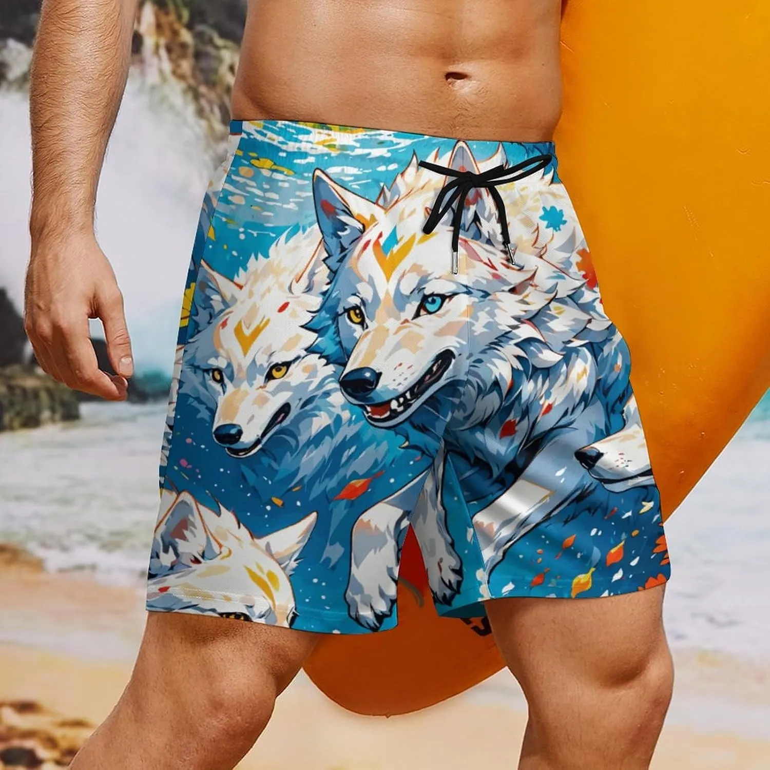 Colorful-eagle Mens Swimming Trunks Board Shorts Beach Shorts with Pockets Bathing Suits