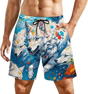 Colorful-eagle Mens Swimming Trunks Board Shorts Beach Shorts with Pockets Bathing Suits