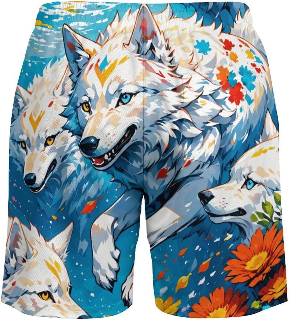 Colorful-eagle Mens Swimming Trunks Board Shorts Beach Shorts with Pockets Bathing Suits