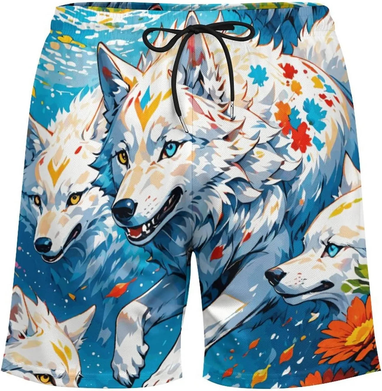 Colorful-eagle Mens Swimming Trunks Board Shorts Beach Shorts with Pockets Bathing Suits