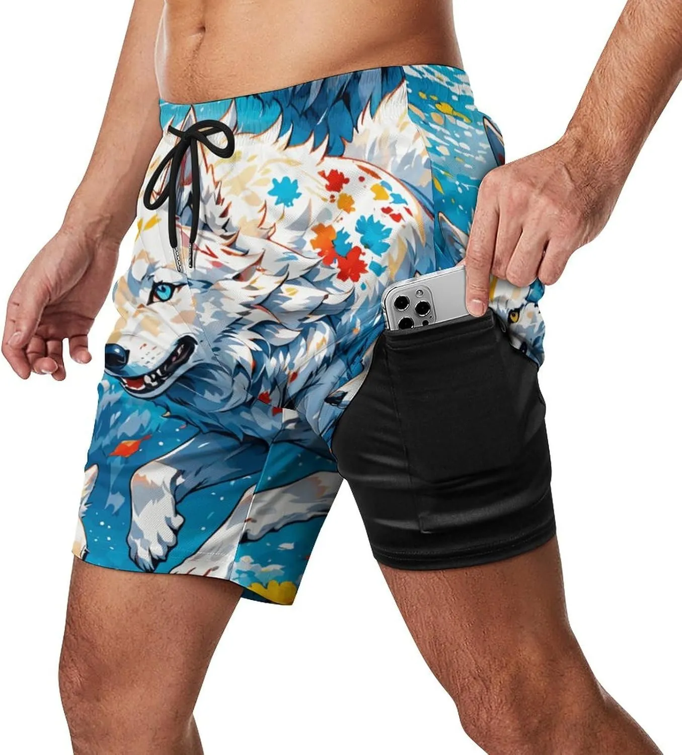 Colorful-eagle Mens Swimming Trunks Board Shorts Beach Shorts with Pockets Bathing Suits