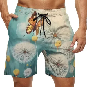 Dandelions Butterfly Men's Swim Trunks Quick Dry Bathing Suit Swimming Board Shorts Beach Swimwear