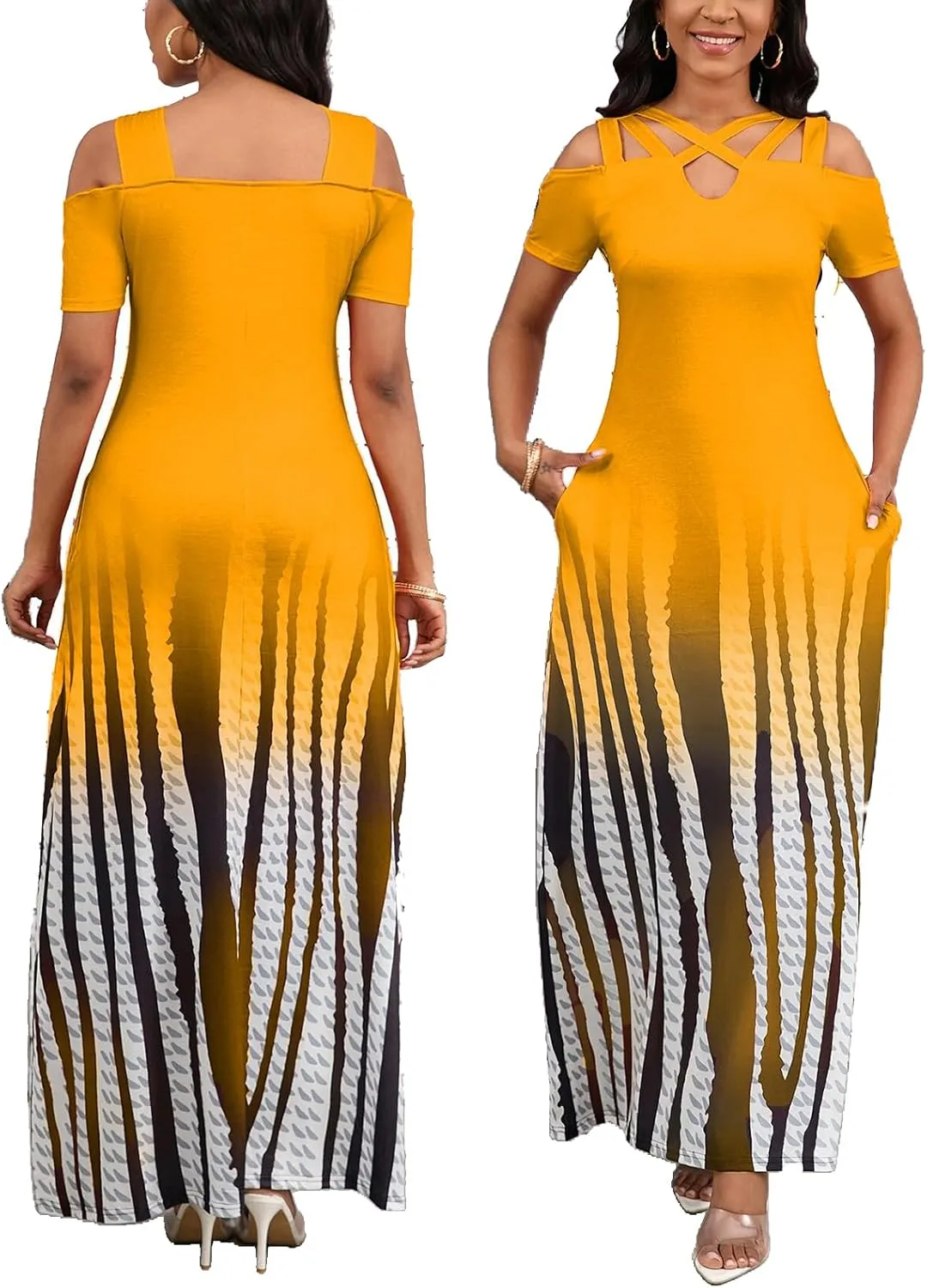 DeftSharp Sexy Stylish Graceful Beach Parties Summer Dresses Print Loose-Fit Cross-Strap Women Dress