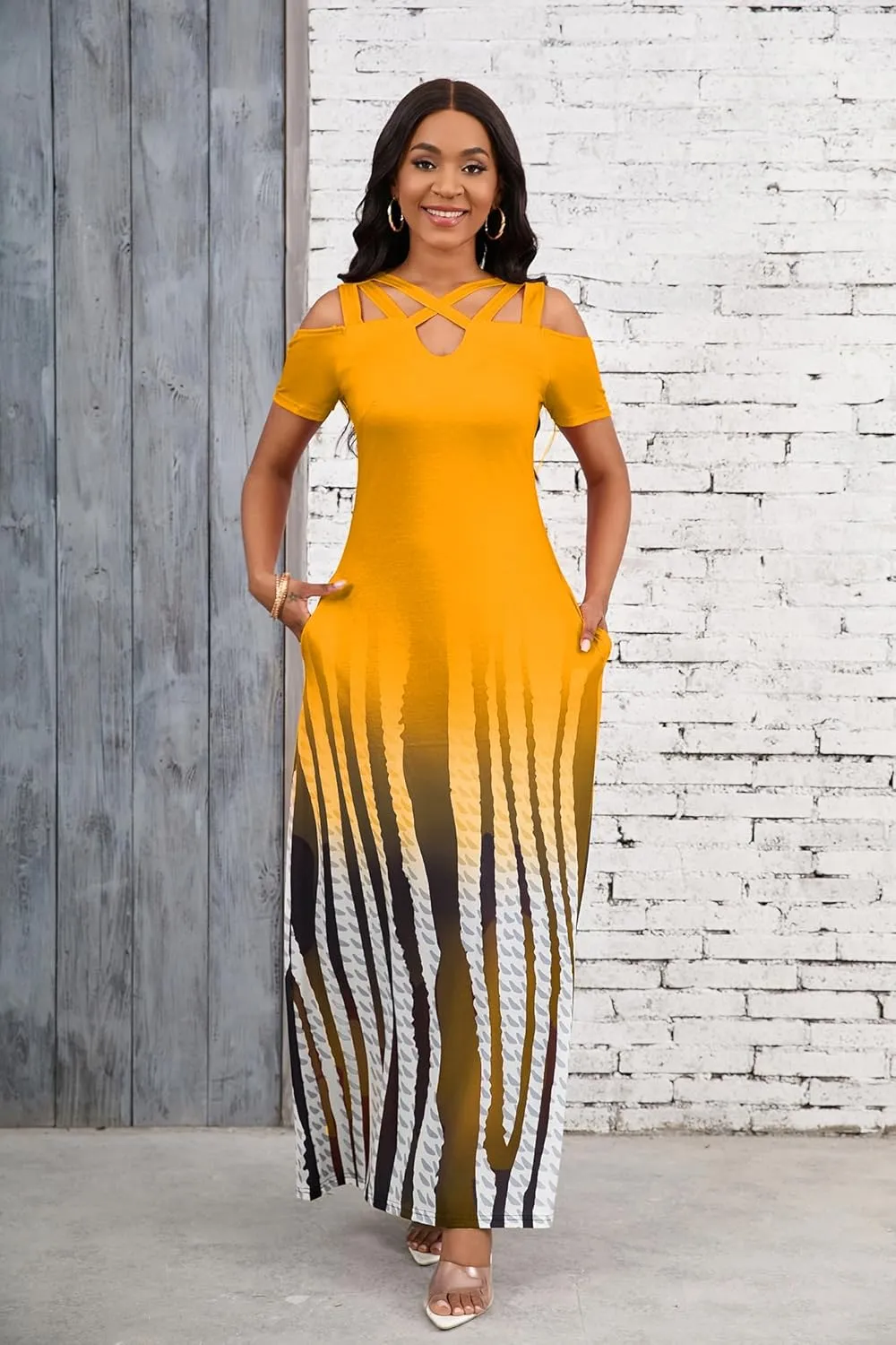 DeftSharp Sexy Stylish Graceful Beach Parties Summer Dresses Print Loose-Fit Cross-Strap Women Dress