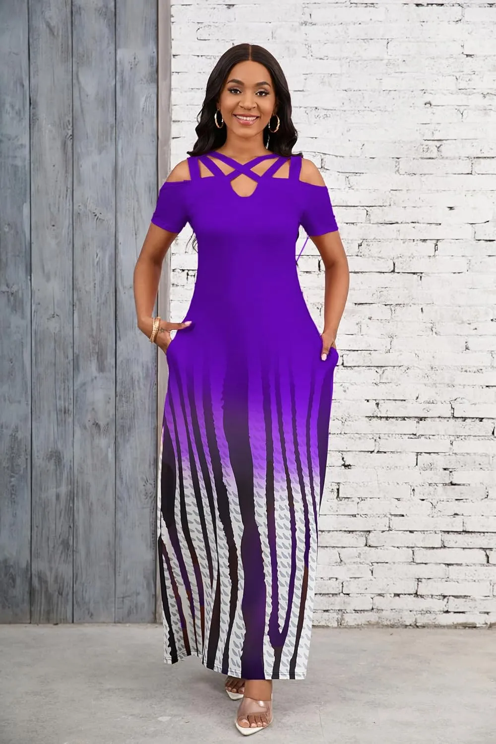 DeftSharp Sexy Stylish Graceful Beach Parties Summer Dresses Print Loose-Fit Cross-Strap Women Dress