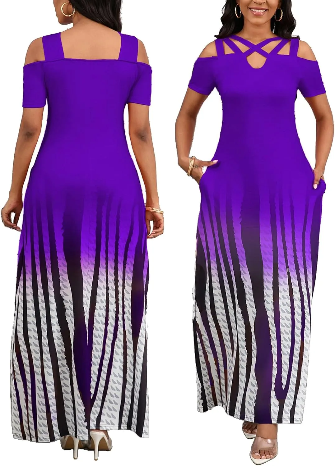 DeftSharp Sexy Stylish Graceful Beach Parties Summer Dresses Print Loose-Fit Cross-Strap Women Dress