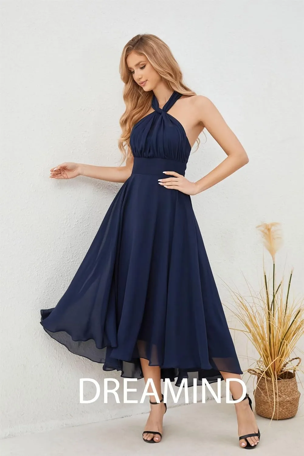 DREAMIND Tea Length Short Mother of The Bride Dresses Convertible Multiway Infinity Wedding Guest Dresses for Women