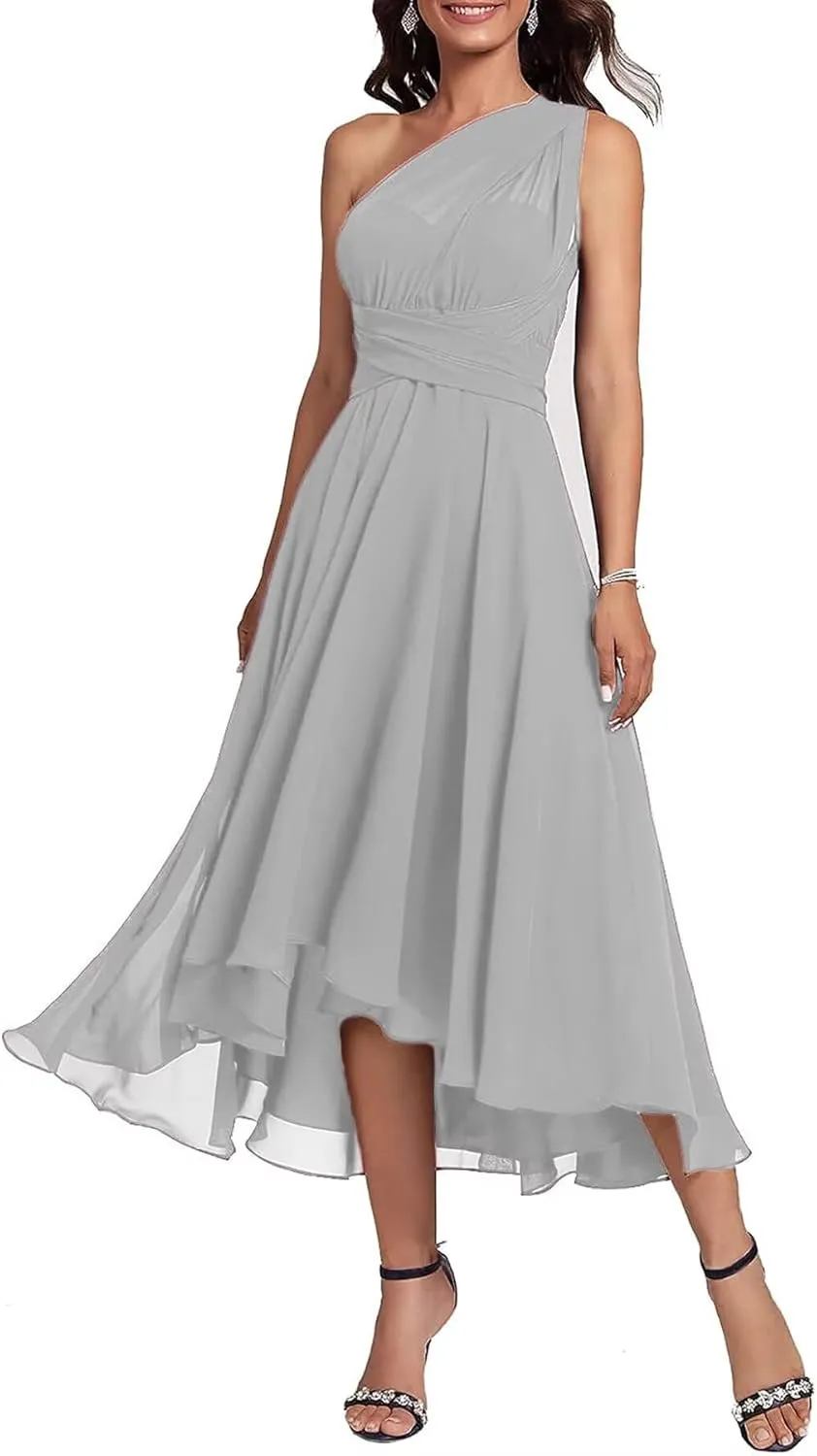 DREAMIND Tea Length Short Mother of The Bride Dresses Convertible Multiway Infinity Wedding Guest Dresses for Women