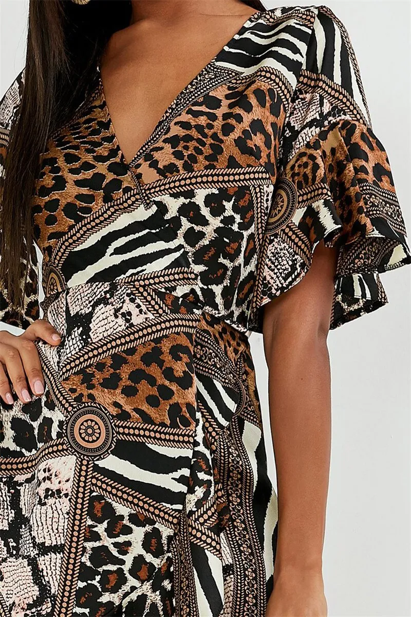 Dress Women Sexy Leopard Dress Vintage