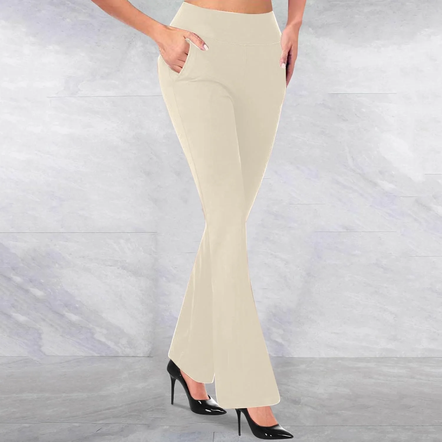 Dressy Casual Pants for Women Business Work Office Pants High Waist Athletic Workout Leggings Pants Flare Yoga Pants