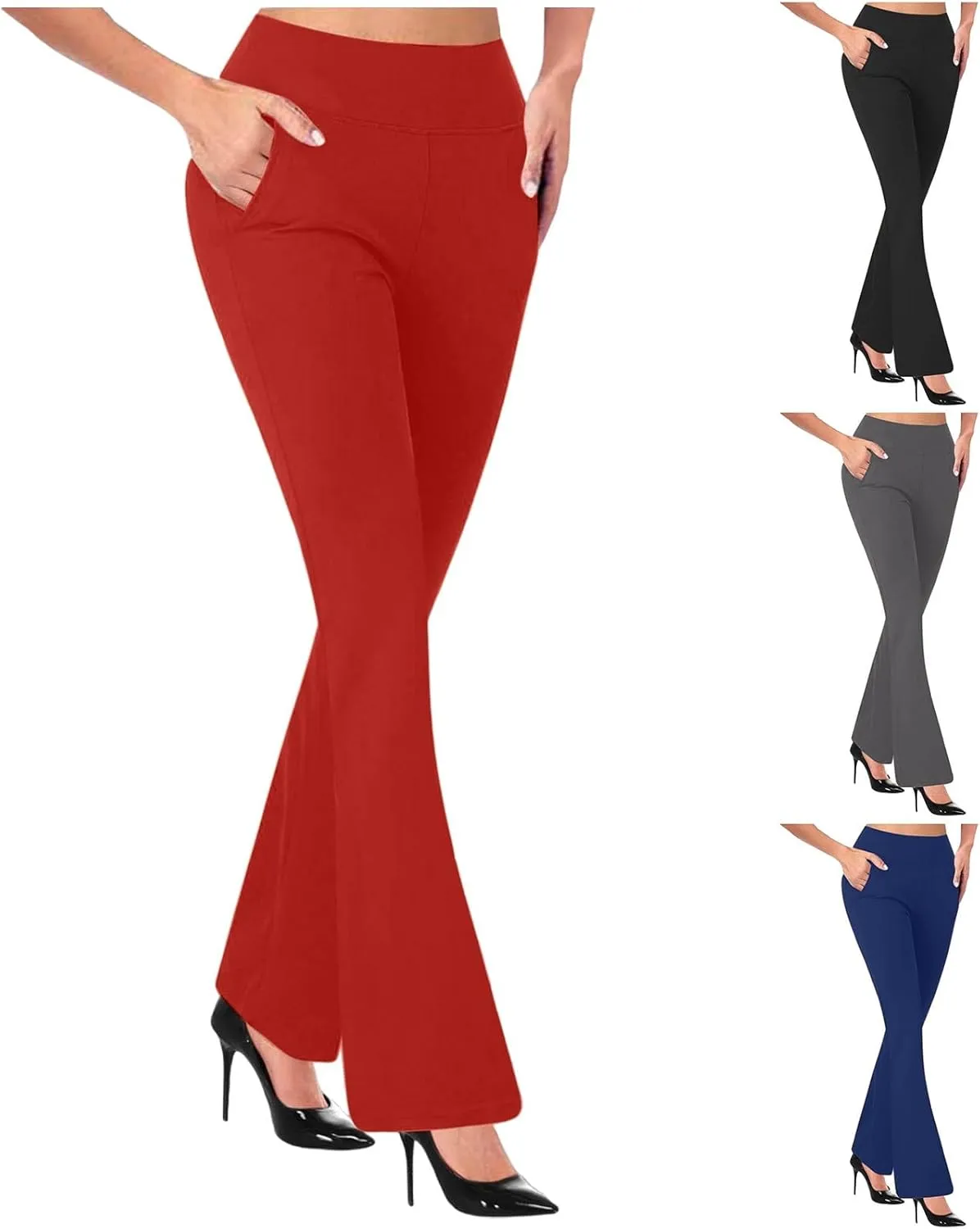 Dressy Casual Pants for Women Business Work Office Pants High Waist Athletic Workout Leggings Pants Flare Yoga Pants