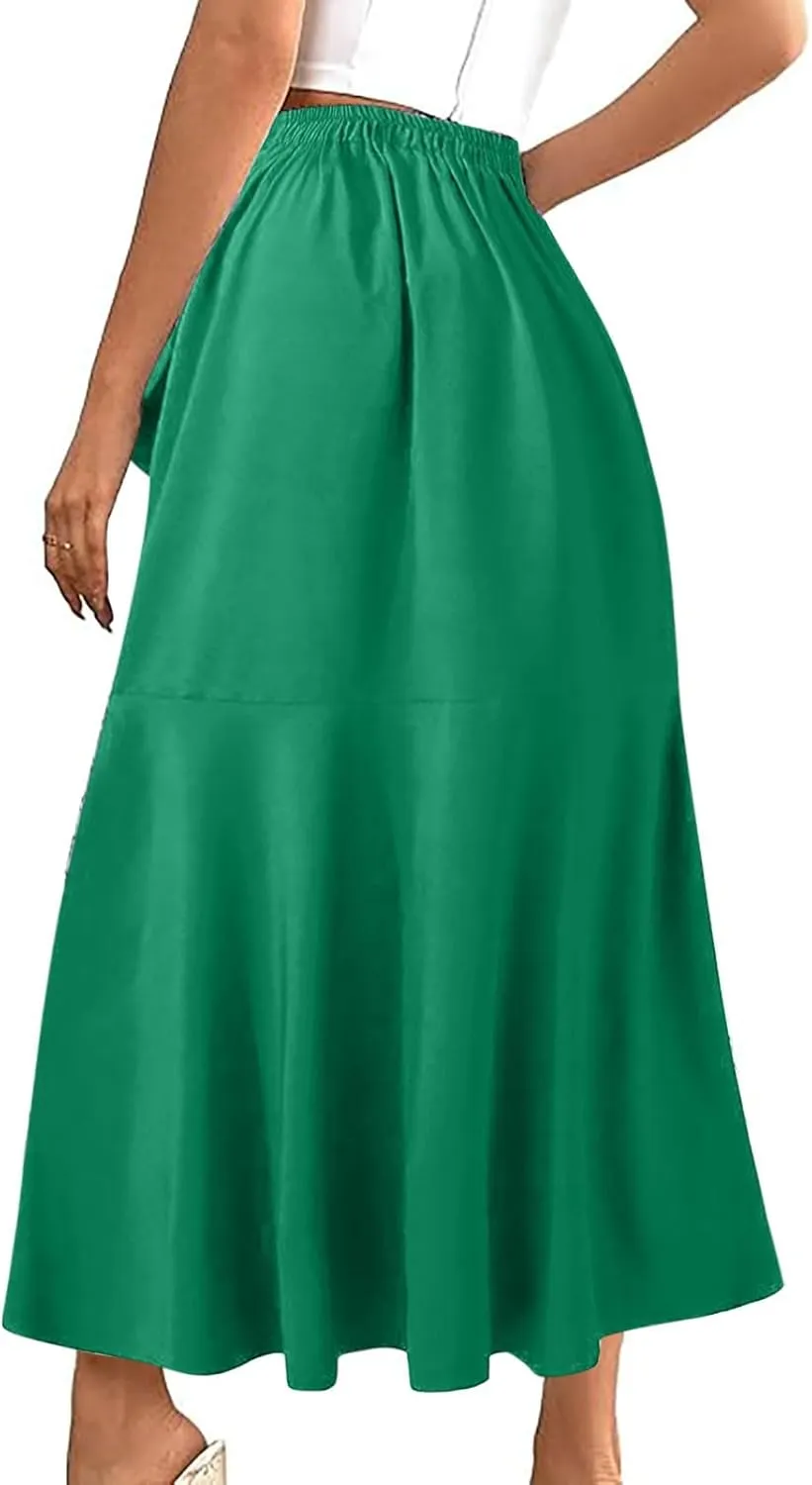 Elegant Ruffle Skirts for Women Irregular Hem Maxi Skirts Ladies Dressy Business Casual Skirt Work Outfits