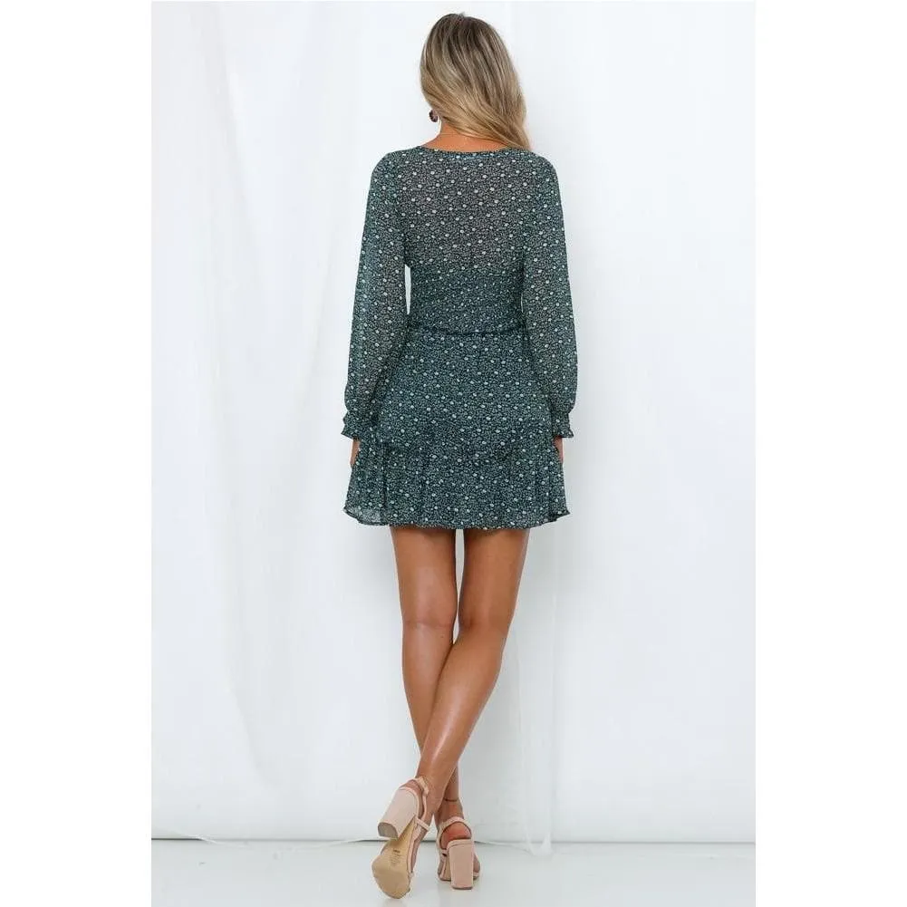 ELEGANT STYLISH GREEN MINI DRESS