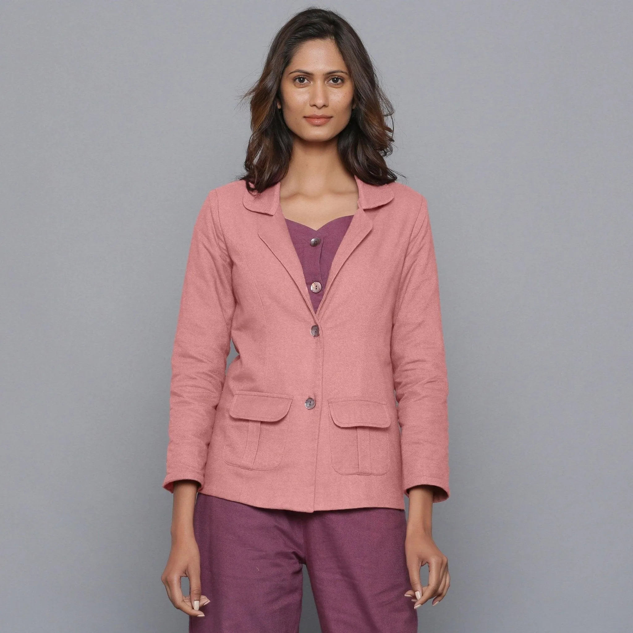 English Rose Warm Cotton Flannel Princess Line Blazer