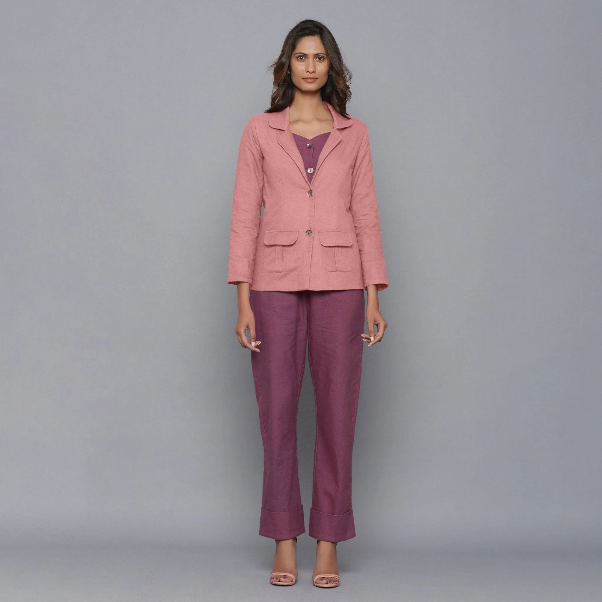 English Rose Warm Cotton Flannel Princess Line Blazer