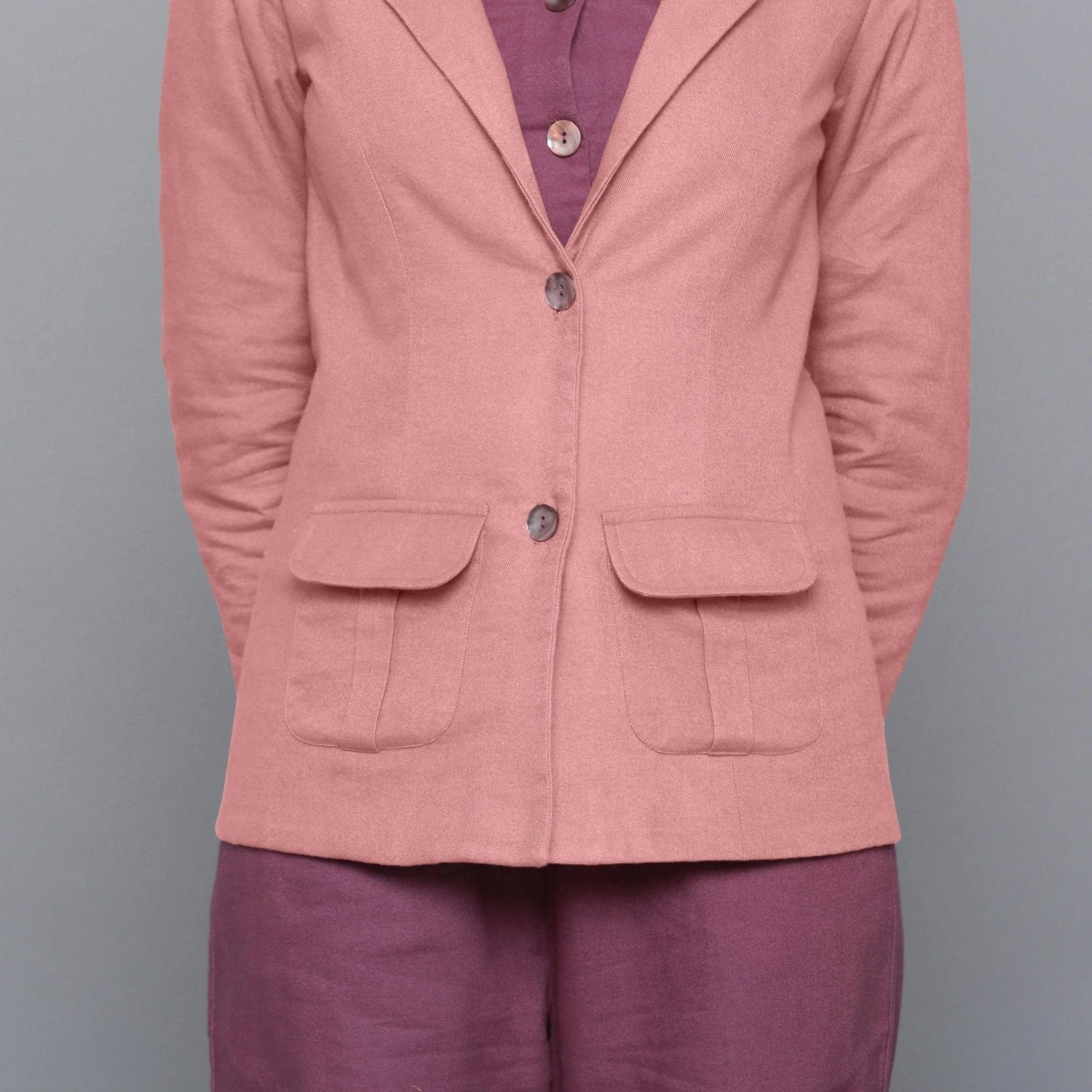 English Rose Warm Cotton Flannel Princess Line Blazer