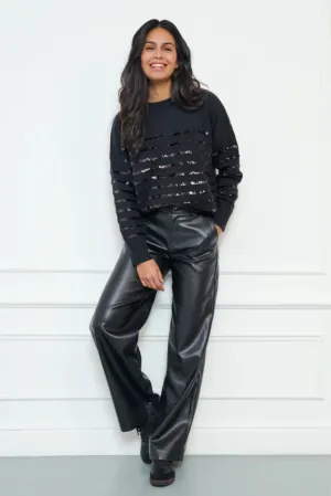 EQ2407707 Striped Sequin Sweater