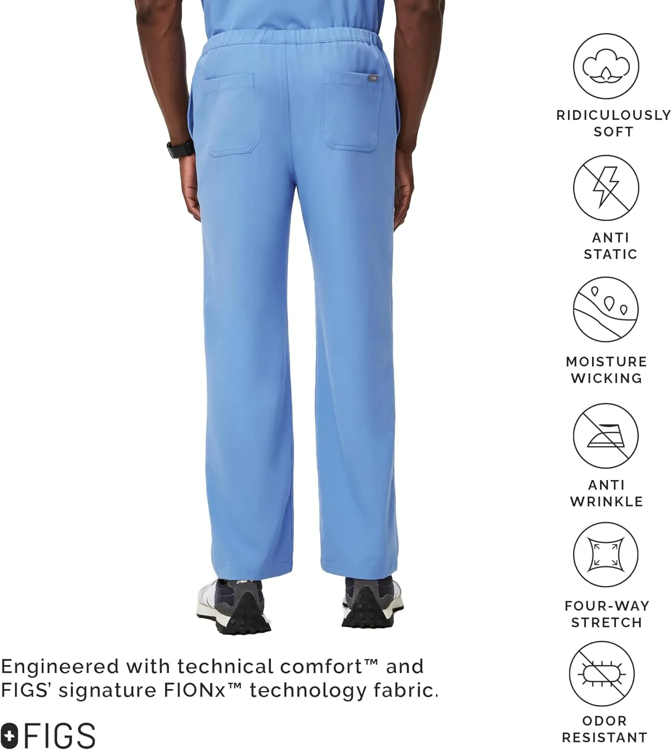 FIGS Pisco Basic Scrub Pants for Men  Structured Fit, Straight Leg, 4 Pockets, Anti-Wrinkle Mens Scrub Pants