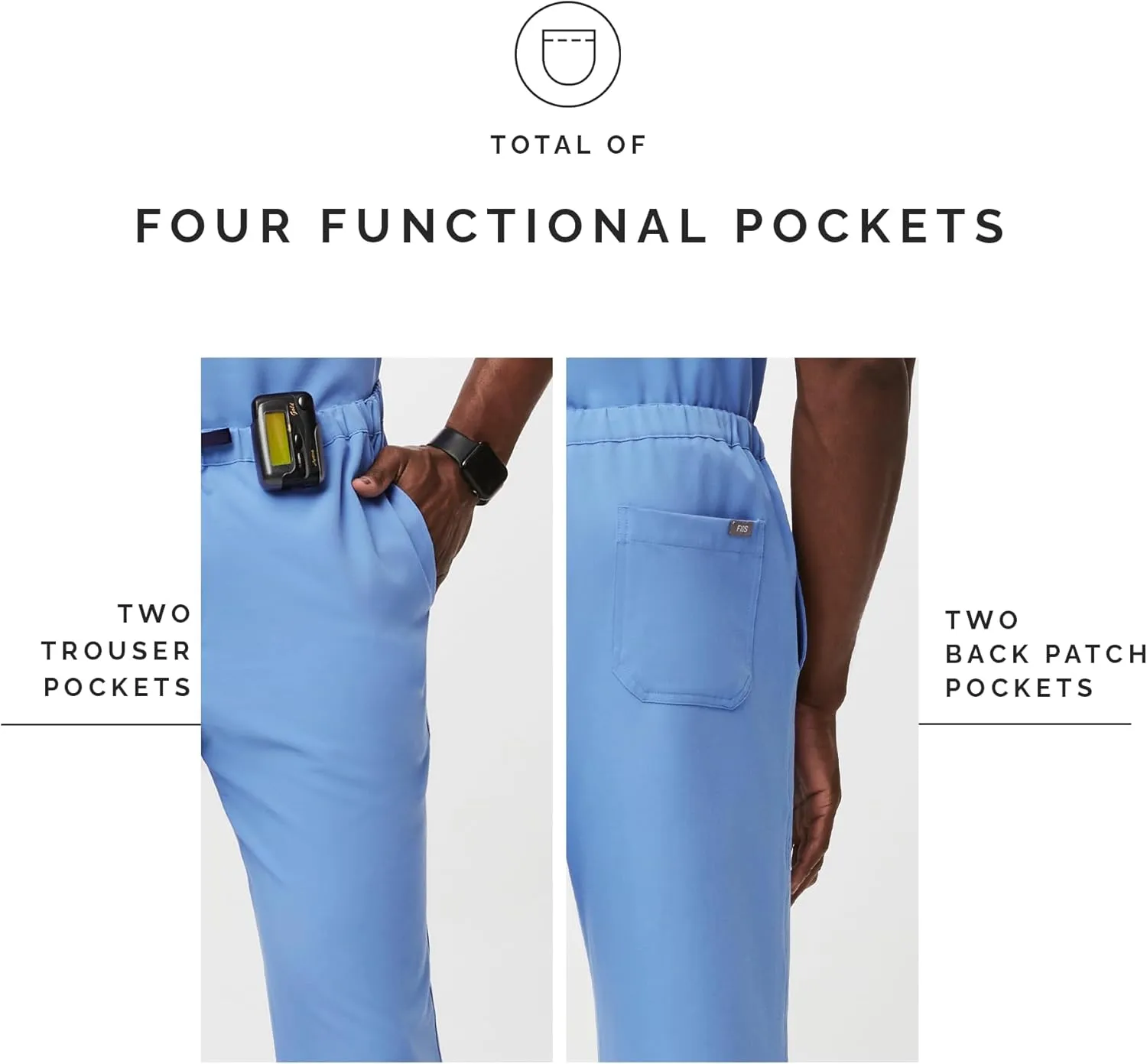 FIGS Pisco Basic Scrub Pants for Men  Structured Fit, Straight Leg, 4 Pockets, Anti-Wrinkle Mens Scrub Pants