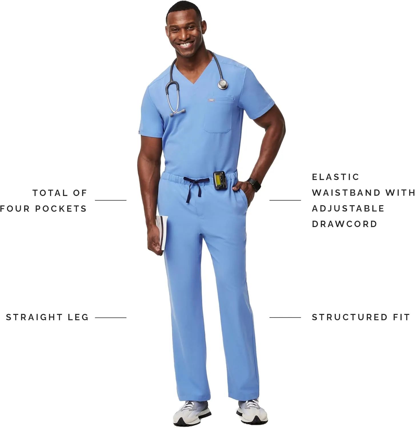 FIGS Pisco Basic Scrub Pants for Men  Structured Fit, Straight Leg, 4 Pockets, Anti-Wrinkle Mens Scrub Pants