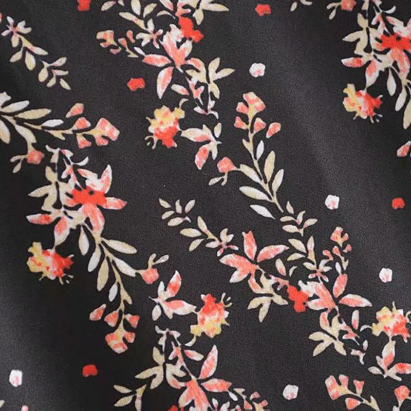 Floral Elegant Long Dress Women Bow Tie Long