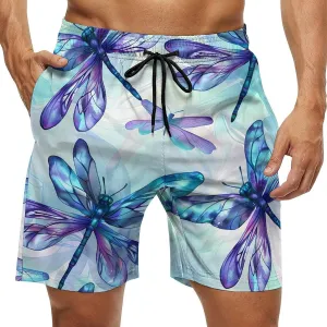 Flying Dragonflies Men's Swim Trunks Quick Dry Board Shorts Breathable Summer Beach Shorts Bathing Suits