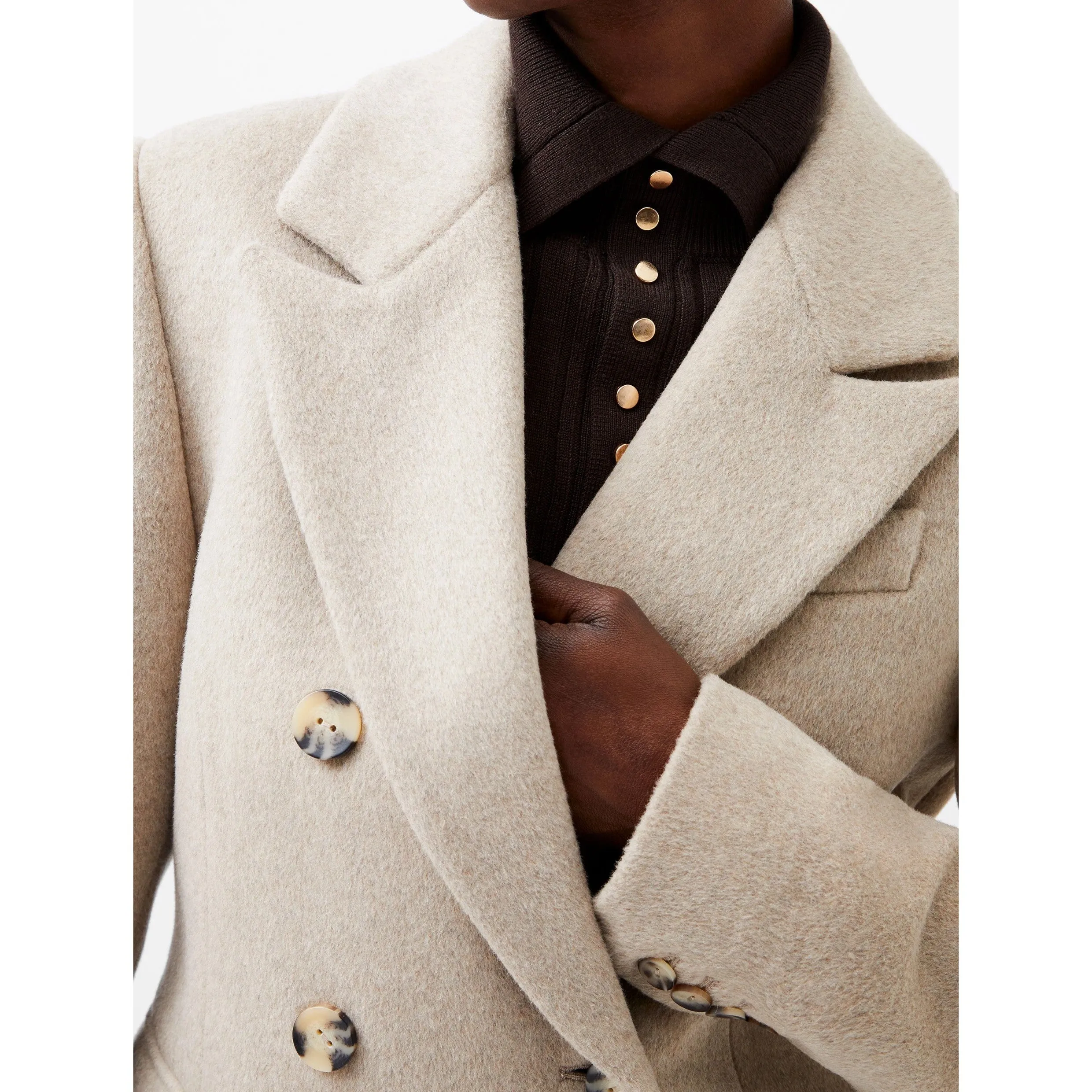 French Connection Adele Felt Coat 70XAG Beige
