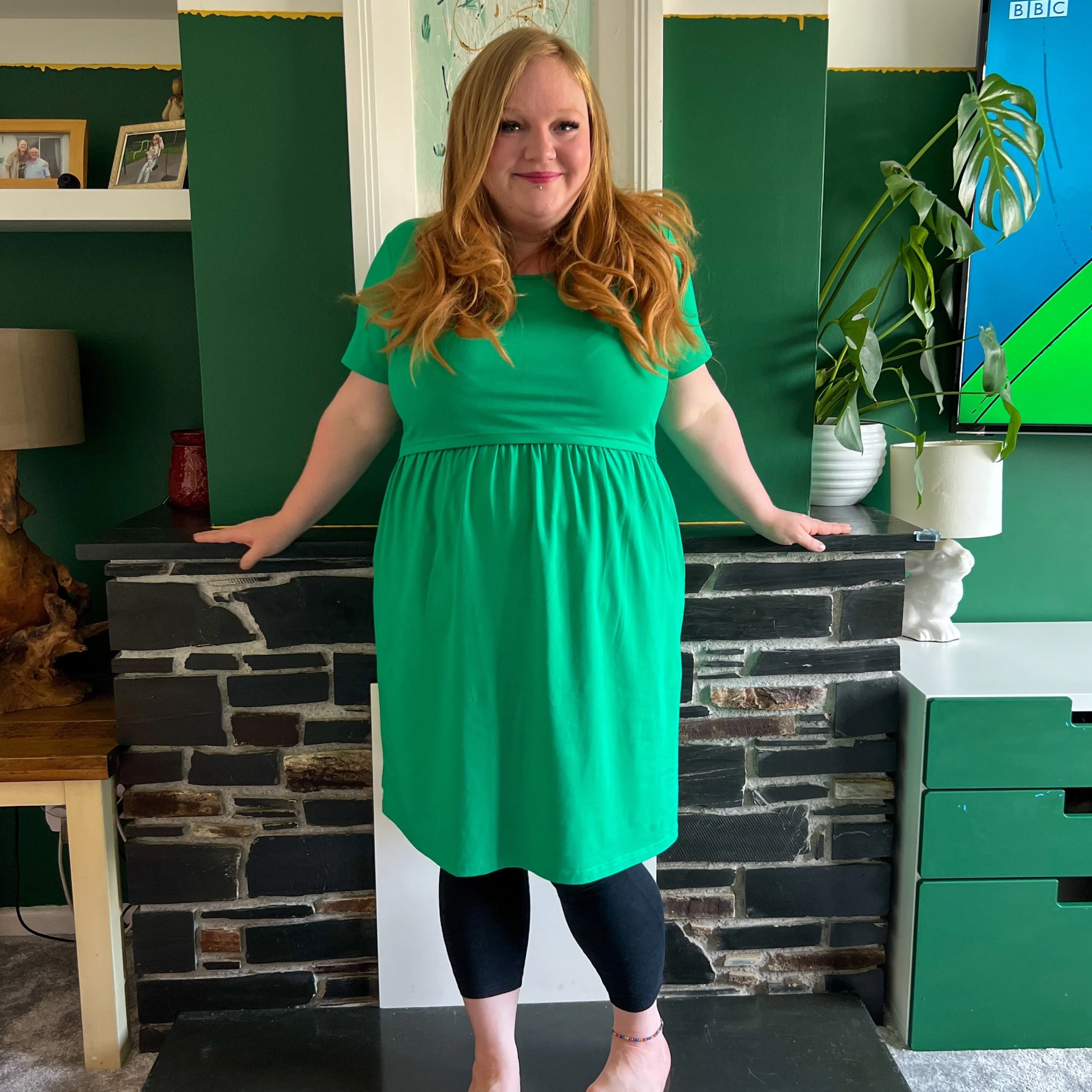 Gemma Green Breastfeeding Skater Dress