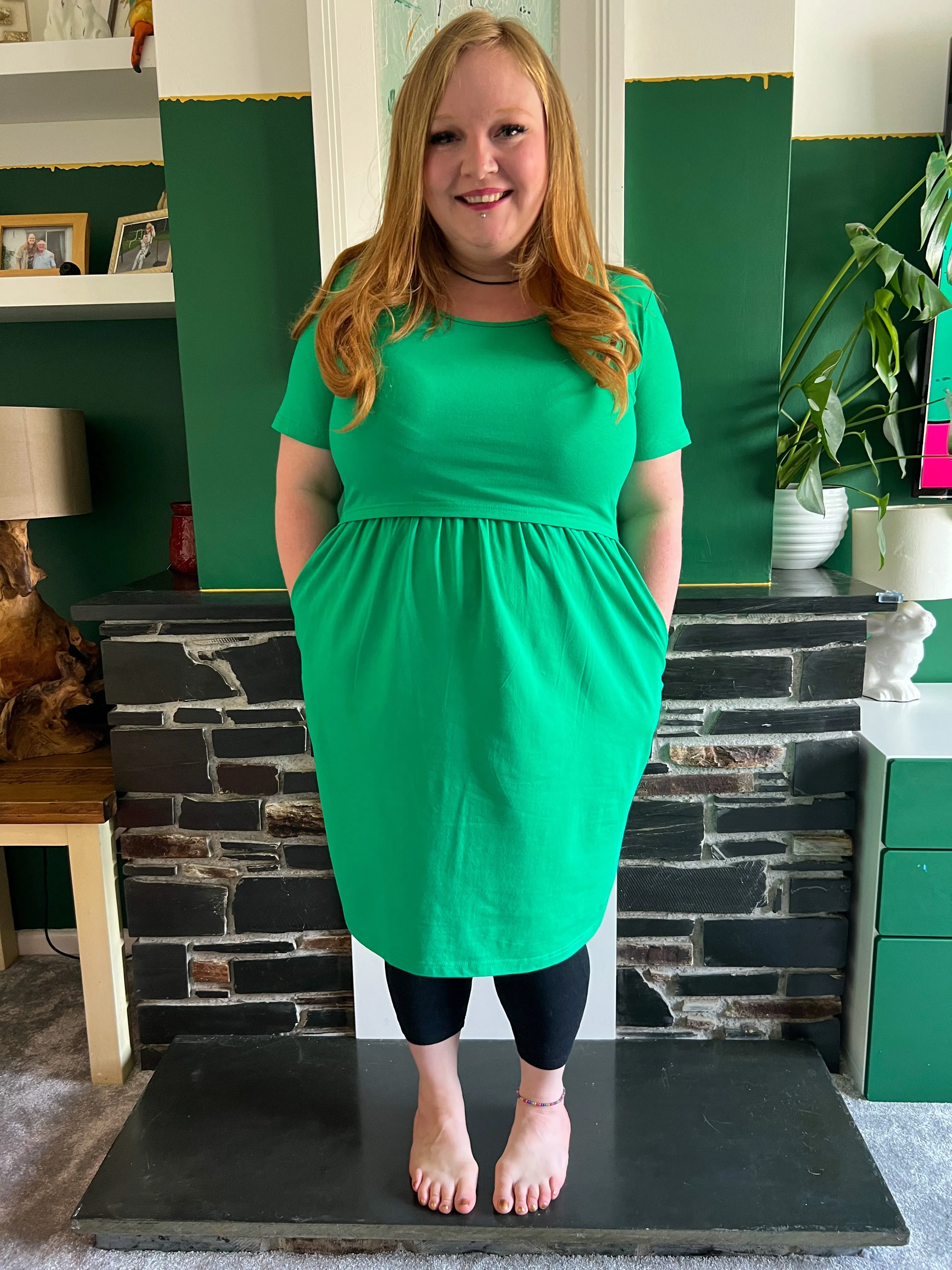 Gemma Green Breastfeeding Skater Dress