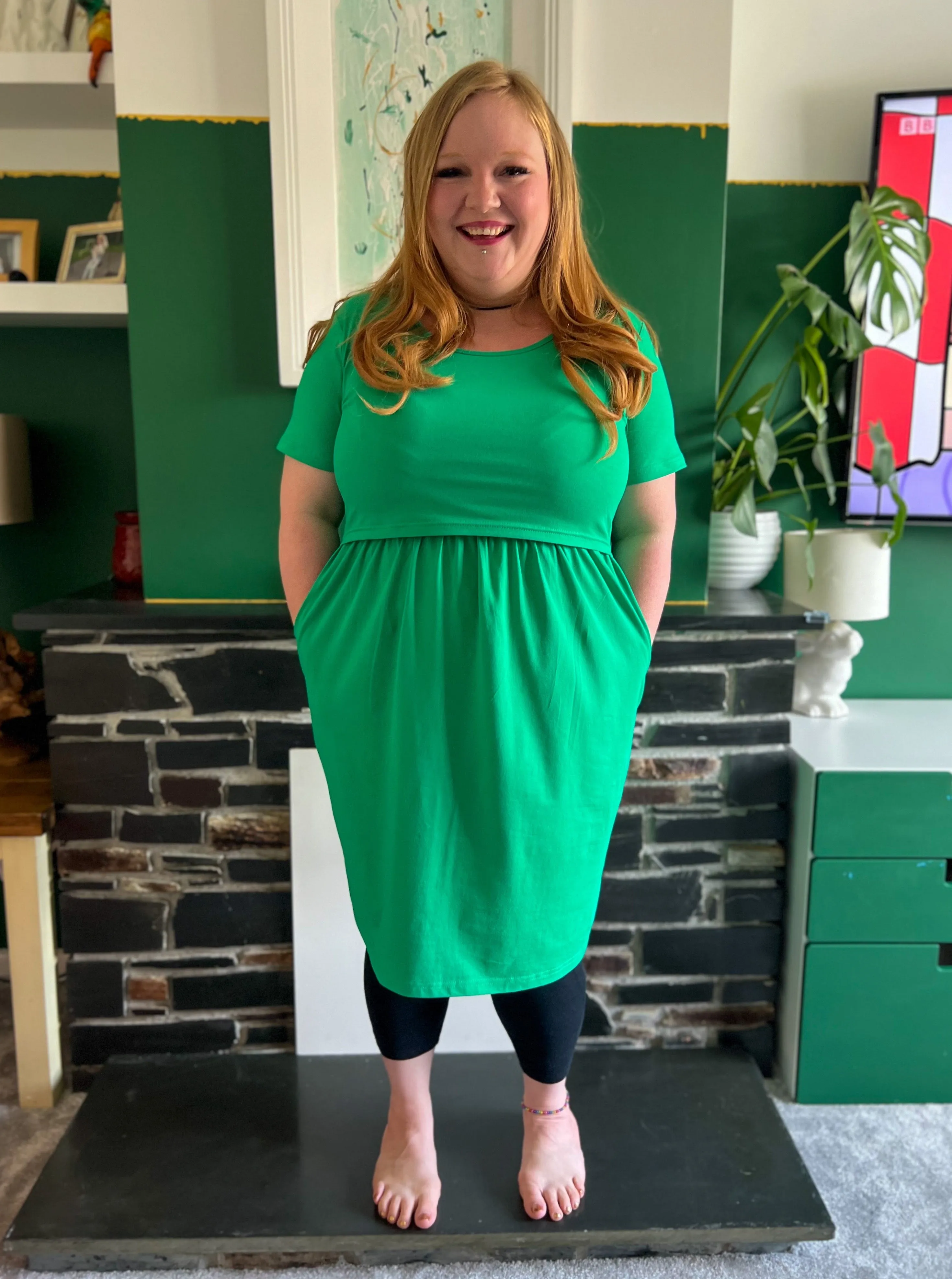 Gemma Green Breastfeeding Skater Dress
