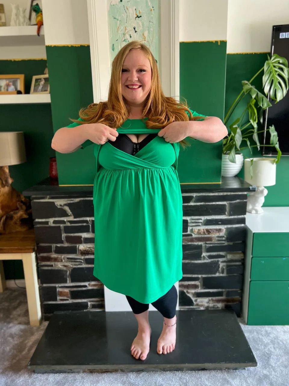 Gemma Green Breastfeeding Skater Dress