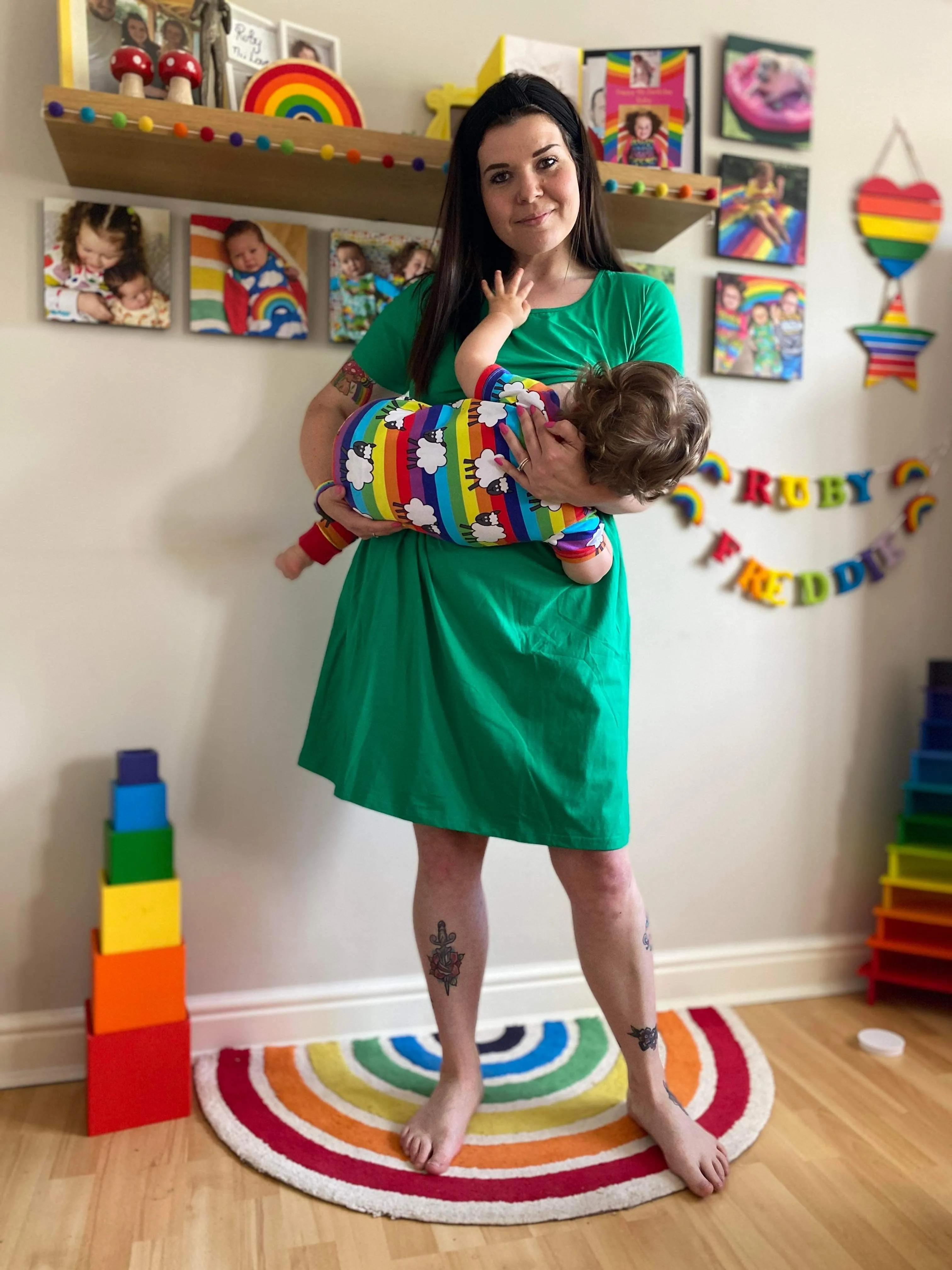 Gemma Green Breastfeeding Skater Dress