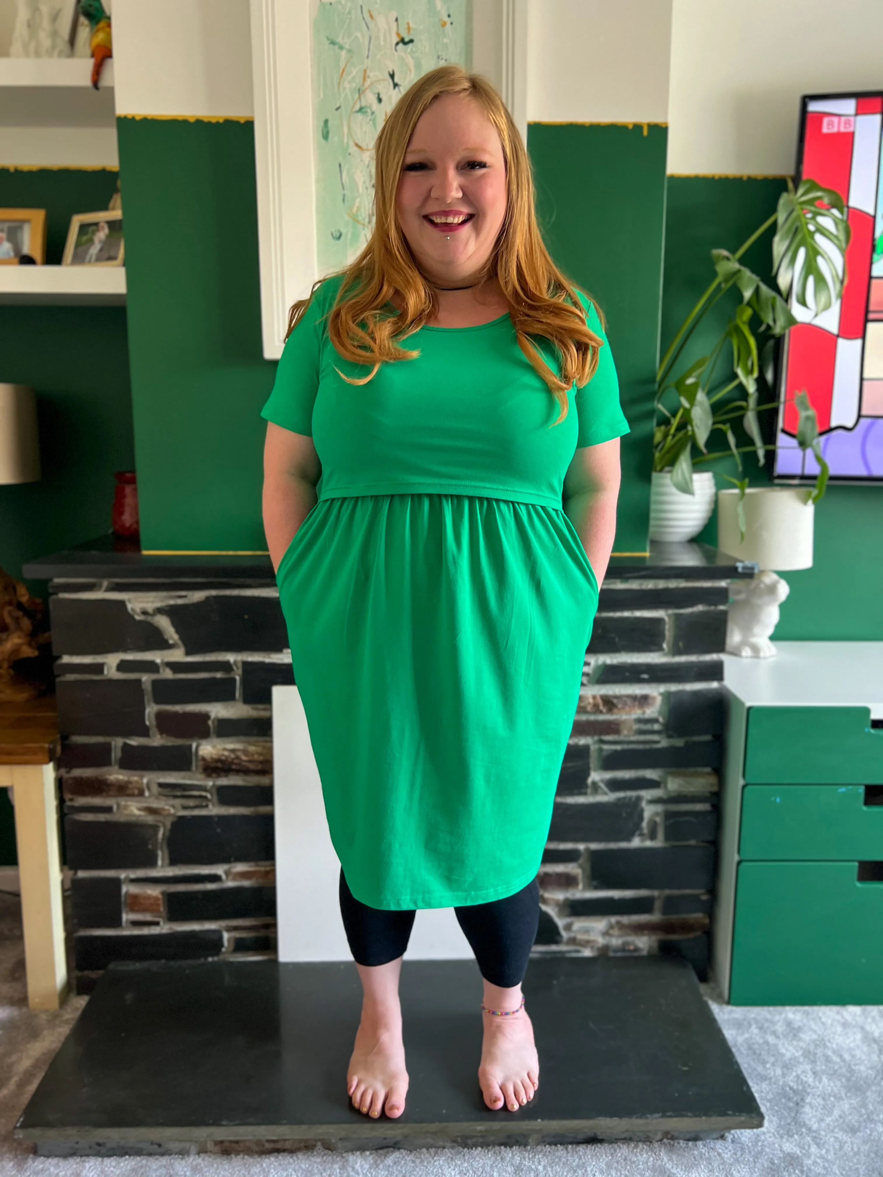 Gemma Green Breastfeeding Skater Dress
