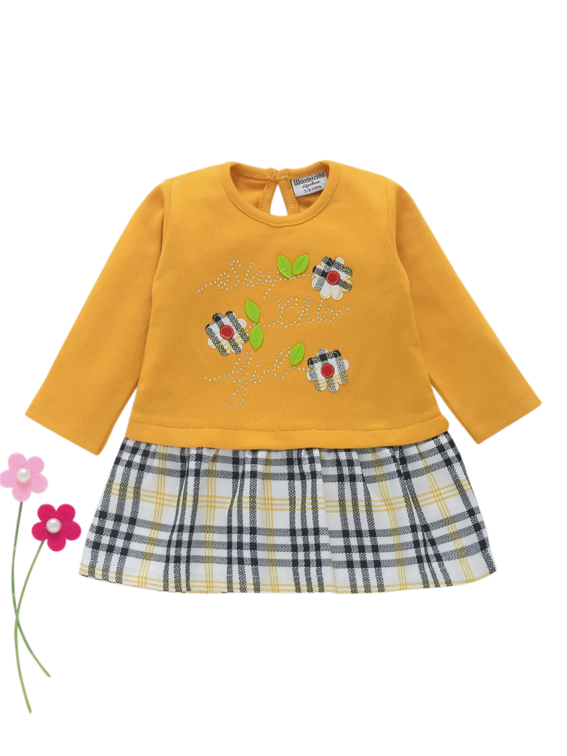 Girls Flower Check Frock