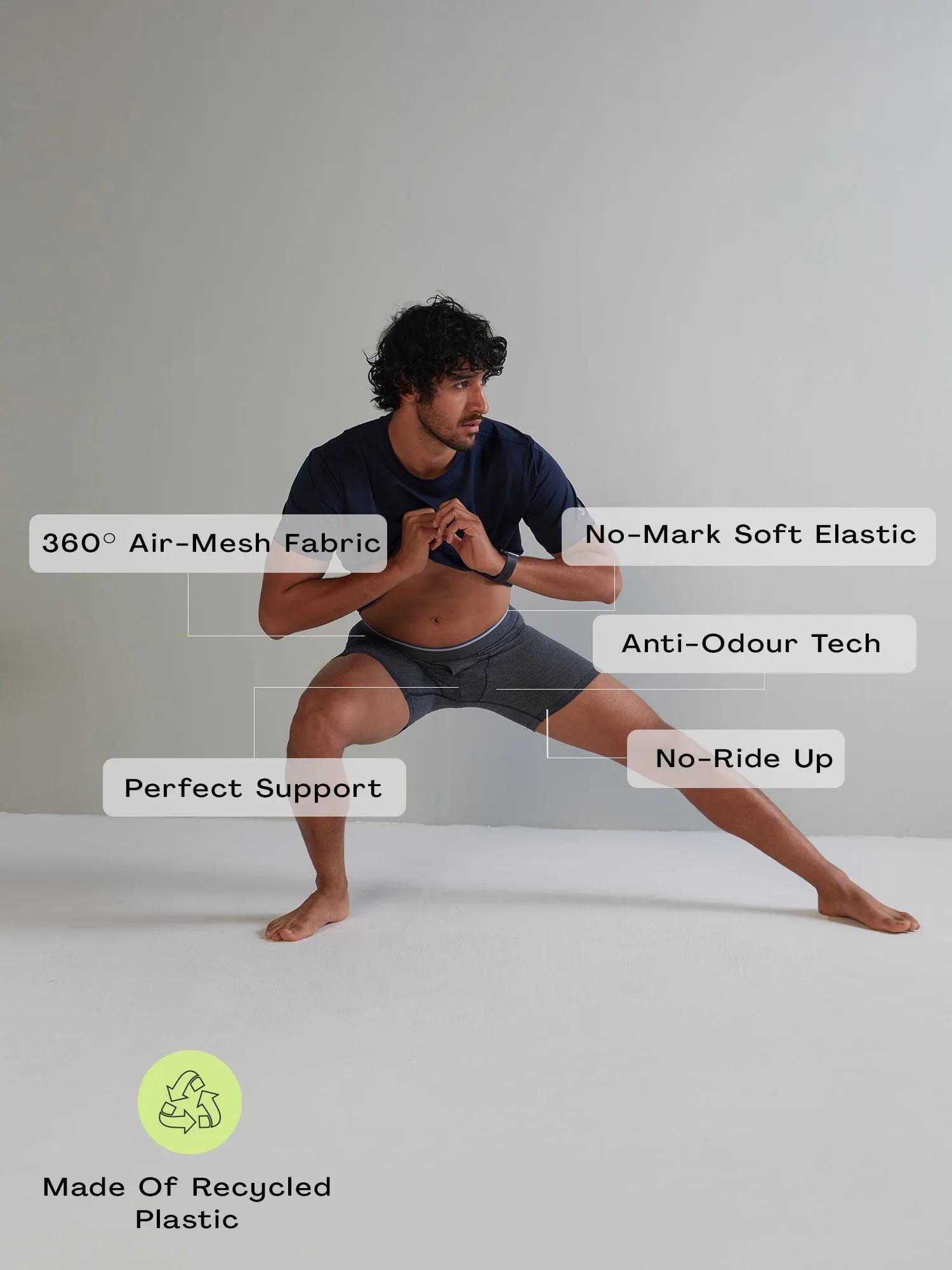 Gloot Anti-Odour, Anti-wicking & Anti Microbial Men's Active Boxer Briefs Navy