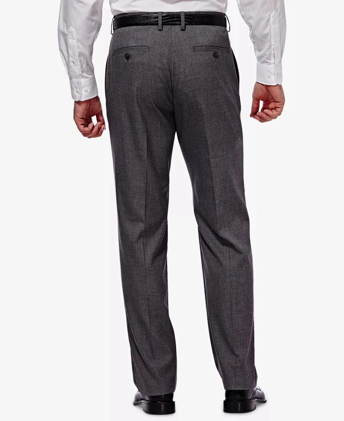 Haggar Mens Classic Fit Dress Pants 34 / 30 Charcoal Grey Stretch