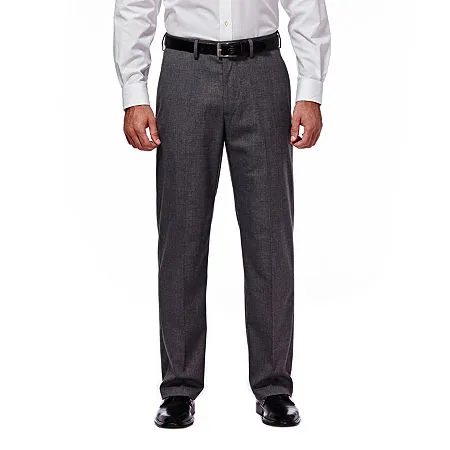 Haggar Mens Classic Fit Dress Pants 34 / 30 Charcoal Grey Stretch