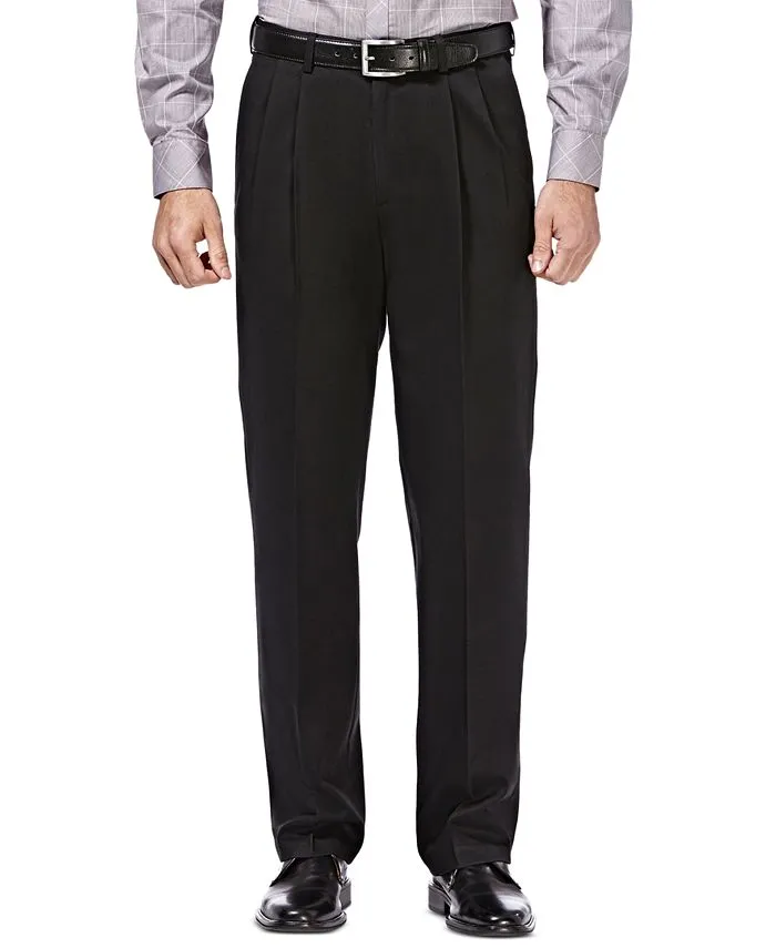 Haggar Men's Classic Fit No Iron Khaki Dress Pants Black 40 x 30
