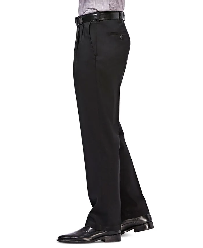 Haggar Men's Classic Fit No Iron Khaki Dress Pants Black 40 x 30