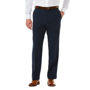 Haggar Mens Regular fit Dress Pants 48 / 32 Navy Blue Solid