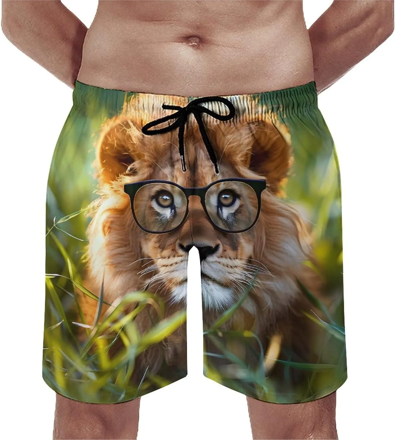 Handsome Lion Men's Swim Trunks Quick Dry Board Shorts Breathable Summer Beach Shorts Bathing Suits