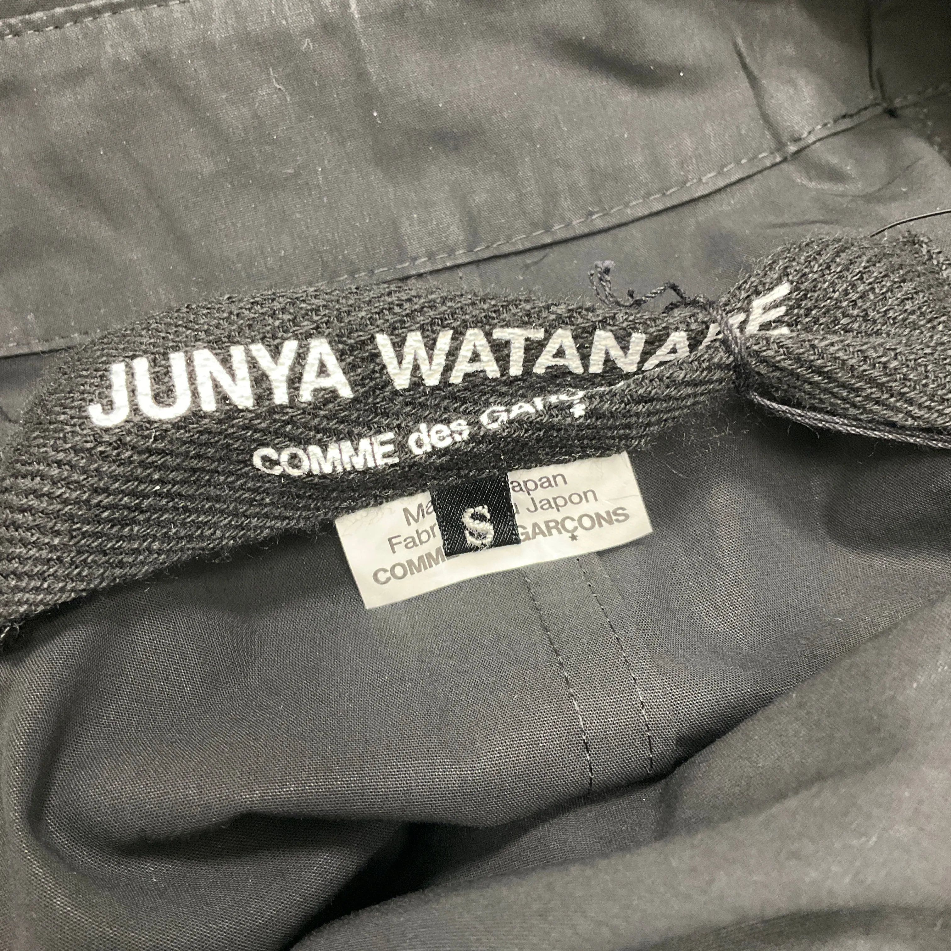 Junya Watanabe Comme des Garcons Black Sequined Double Breasted Cotton Trench Coat