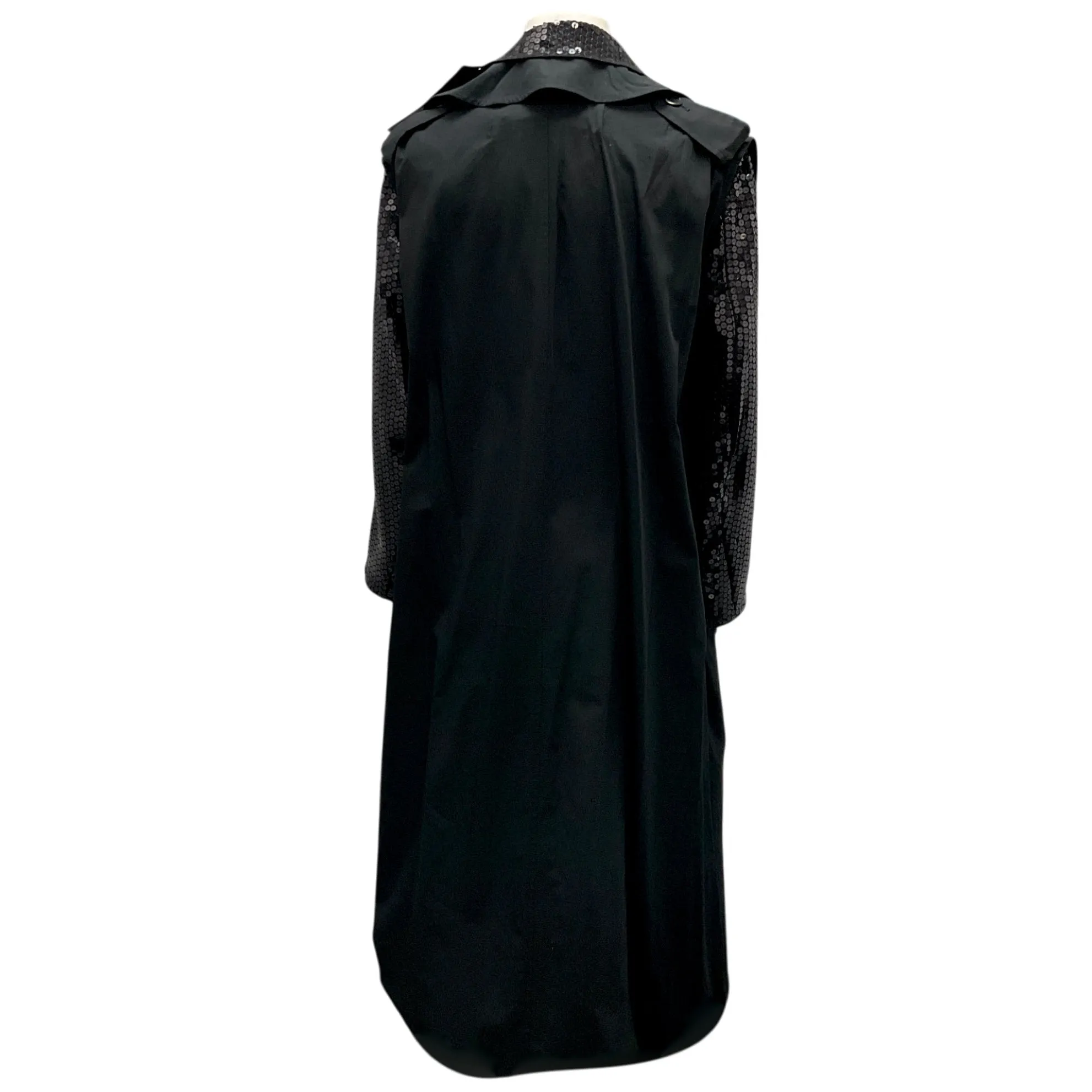 Junya Watanabe Comme des Garcons Black Sequined Double Breasted Cotton Trench Coat