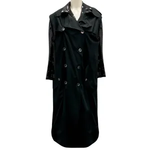 Junya Watanabe Comme des Garcons Black Sequined Double Breasted Cotton Trench Coat